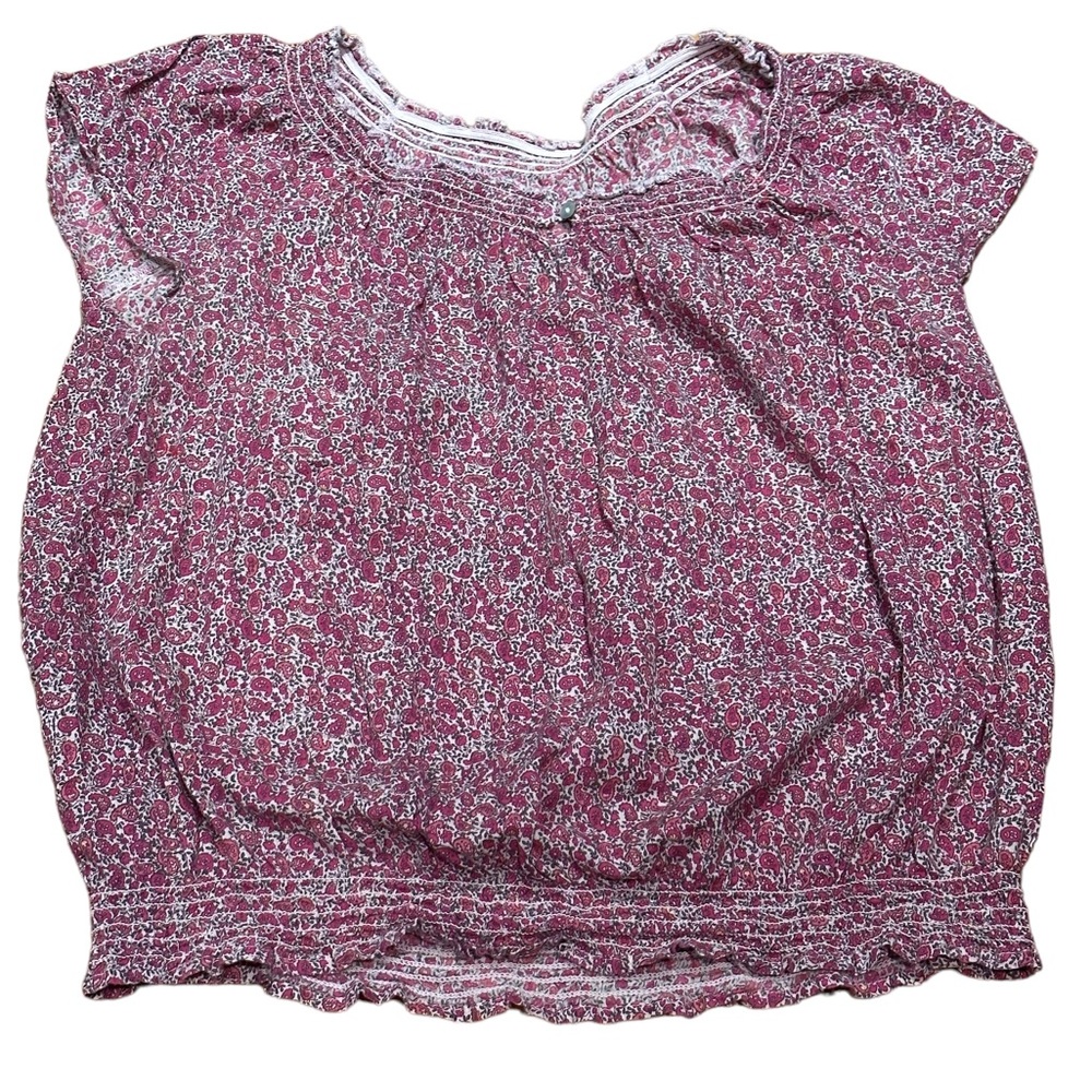 💚Boho short sleeve printed blouse - pink